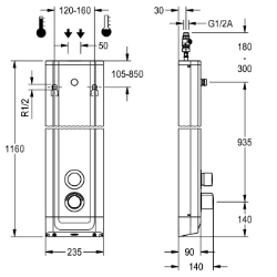 Picture of KWC F5ST2022 Duschpaneel Edelstahl Zusätzliche Verbindungen:nein, mit Rückflussverhinderer:ja, Zirkulation:nein, Art.Nr. : 2030056541