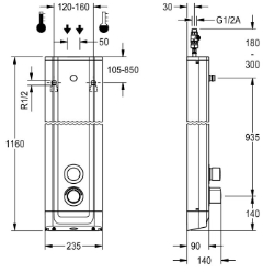 Picture of KWC F5S Therm F5ST2020 Duschpaneel Edelstahl Zusätzliche Verbindungen:nein, mit Rückflussverhinderer:ja, Zirkulation:nein, Art.Nr. : 2030055929