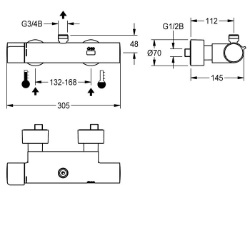 Picture of KWC F5ET2007 Elektronik-Thermostatbatterie Zusätzliche Verbindungen:nein, mit Rückflussverhinderer:ja, Berechnungsdurchfluss Trinkwasser:0.15 l/s, Art.Nr. : 2030039547