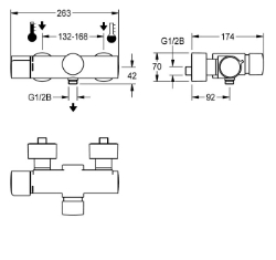 Picture of KWC F5ST2003 Selbstschluss-Thermostatarmatur Zusätzliche Verbindungen:nein, mit Rückflussverhinderer:ja, Berechnungsdurchfluss Trinkwasser:0.15 l/s, Art.Nr. : 2030036209