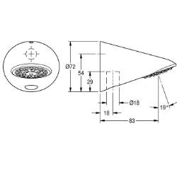 Picture of KWC AQUAJET-Slimline AQUA757 Duschkopf Nennweite:DN 15, Mindestfließdruck:1 bar, Schallschutz:nein, Art.Nr. : 2000103757