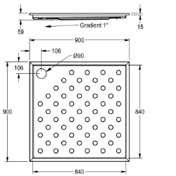 Picture of KWC CAMPUS CMPX404N Duschwanne Material:Edelstahl, Materialtyp:1.4301 Chromnickelstahl V2A, Materialstärke:1.2 mm, Art.Nr. : 2030068014