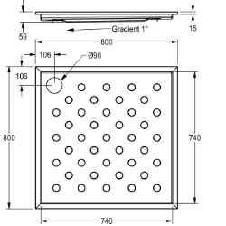 Picture of KWC CMPX401N Duschwanne Material:Edelstahl, Materialtyp:1.4301 Chromnickelstahl V2A, Materialstärke:1.2 mm, Art.Nr. : 2030068013