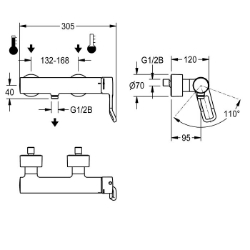 Picture of KWC F4LT-Med F4LT2003 Thermostat-Wandbatterie Zusätzliche Verbindungen:nein, Zirkulation:nein, A3000 open-kompatibel:nein, Art.Nr. : 2030066757