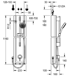 Picture of KWC F5LT2028 Duschpaneel MIRANIT Zusätzliche Verbindungen:nein, mit Rückflussverhinderer:ja, Zirkulation:nein, Art.Nr. : 2030066548