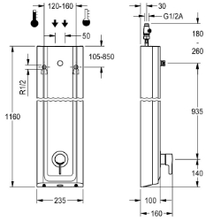 Picture of KWC F5LT2027 Duschpaneel MIRANIT Zusätzliche Verbindungen:nein, mit Rückflussverhinderer:ja, Zirkulation:nein, Art.Nr. : 2030066547