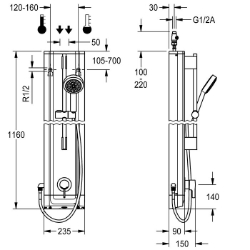 Picture of KWC F5LT2023 Duschpaneel Edelstahl Zusätzliche Verbindungen:nein, mit Rückflussverhinderer:nein, Zirkulation:nein, Art.Nr. : 2030066542