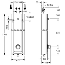 Picture of KWC F5SM2015 Duschpaneel MIRANIT Zusätzliche Verbindungen:nein, mit Rückflussverhinderer:ja, Zirkulation:nein, Art.Nr. : 2030056584