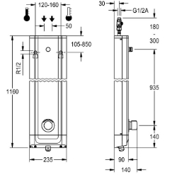 Picture of KWC F5SM2014 Duschpaneel Edelstahl Zusätzliche Verbindungen:nein, mit Rückflussverhinderer:ja, Zirkulation:nein, Art.Nr. : 2030056581