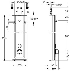 Picture of KWC F5ET2024 Duschpaneel MIRANIT Zusätzliche Verbindungen:nein, mit Rückflussverhinderer:ja, Zirkulation:nein, Art.Nr. : 2030056563