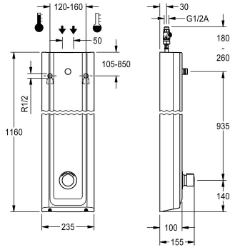 Picture of KWC F5SM2024 Duschpaneel MIRANIT Zusätzliche Verbindungen:nein, mit Rückflussverhinderer:ja, Zirkulation:nein, Art.Nr. : 2030056549