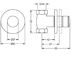 Picture of KWC F3SV2009 Selbstschluss-Durchgangsventil Zusätzliche Verbindungen:nein, mit Rückflussverhinderer:nein, Ausführung Einbauarmatur:Einbauteil, Art.Nr. : 2030053188