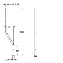 Picture of KWC ACXX2003 Duschrohr Kröpfung:96 mm, Art des Duschrohres:Duschrohr, Mit Kröpfung:ja, Art.Nr. : 2030041525
