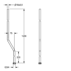 Picture of KWC ACSX2002 Duschrohr Kröpfung:75 mm, Art des Duschrohres:Duschrohr, Mit Kröpfung:ja, Art.Nr. : 2030041522