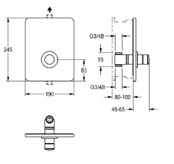 Picture of KWC F3SV2005 Selbstschluss-Durchgangsventil Zusätzliche Verbindungen:nein, mit Rückflussverhinderer:nein, Ausführung Einbauarmatur:F-Set, Art.Nr. : 2030040072