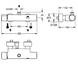 Picture of KWC F5ET2009 Elektronik-Thermostatbatterie Zusätzliche Verbindungen:nein, mit Rückflussverhinderer:ja, Berechnungsdurchfluss Trinkwasser:0.15 l/s, Art.Nr. : 2030039550