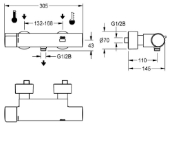 Picture of KWC F5ET2008 Elektronik-Thermostatbatterie Zusätzliche Verbindungen:nein, mit Rückflussverhinderer:ja, Berechnungsdurchfluss Trinkwasser:0.15 l/s, Art.Nr. : 2030039548