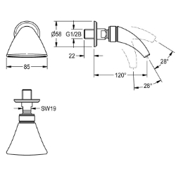 Picture of KWC SHHE0004 Schwallbrause DN 15 Nennweite:DN 15, Mindestfließdruck:1 bar, Schallschutz:nein, Art.Nr. : 2030034417