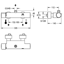 Picture of KWC F5ET2001 Elektronik-Thermostatbatterie Zusätzliche Verbindungen:nein, mit Rückflussverhinderer:ja, Berechnungsdurchfluss Trinkwasser:0.15 l/s, Art.Nr. : 2030032990