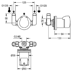 Picture of KWC AQMX0002 Selbstschluss-Eingriffmischer Zusätzliche Verbindungen:nein, mit Rückflussverhinderer:ja, Berechnungsdurchfluss Trinkwasser:0.15 l/s, Art.Nr. : 2000103747