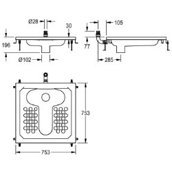 Bild von KWC CAMPUS HDTX504 Hock-WC Material:Edelstahl, Materialtyp:1.4301 Chromnickelstahl V2A, Materialstärke:1 mm, Art.Nr. : 2000108804