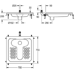 Bild von KWC CAMPUS CMPX504 Hock-WC Material:Edelstahl, Materialtyp:1.4301 Chromnickelstahl V2A, Materialstärke:1 mm, Art.Nr. : 2000102732