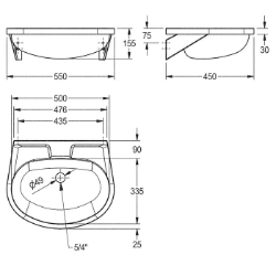 Picture of KWC ANIMA BS205 Waschtisch Beckenposition:mittig, Becken: Höhe:155 mm, Oberflächenbehandlung des Beckens:seidenmatt, Art.Nr. : 2000090017