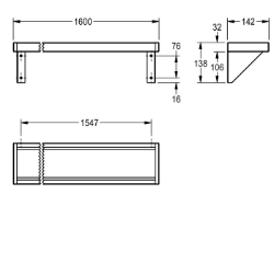 Picture of KWC SATURN BXSV16 Ablage Material:Edelstahl, Materialtyp:1.4301 Chromnickelstahl V2A, Materialstärke:1 mm, Art.Nr. : 2030046197