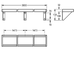 Picture of KWC SATURN BXSV30 Ablage Material:Edelstahl, Materialtyp:1.4301 Chromnickelstahl V2A, Materialstärke:1 mm, Art.Nr. : 2030046195