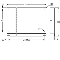 Bild von KWC PLANOX PL24SB Rückwand Material:Edelstahl, Materialtyp:1.4301 Chromnickelstahl V2A, Materialstärke:0.8 mm, Art.Nr. : 2030043810