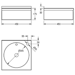 Picture of KWC ANIMA WT450 Waschtisch Spritzschutzhöhe:30 mm, Typ des Beckens:Waschbecken, Beckenposition:mittig, Art.Nr. : 2000100365