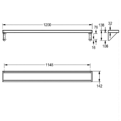 Picture of KWC SATURN BXSV12 Ablage Material:Edelstahl, Materialtyp:1.4301 Chromnickelstahl V2A, Materialstärke:1 mm, Art.Nr. : 2000056946