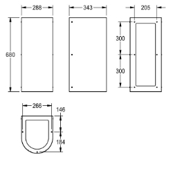 Bild von KWC ANIMA ANMX-S2 Schürze Gesamttiefe:343 mm, Gesamthöhe:680 mm, Gesamtbreite:288 mm, Art.Nr. : 213.0651.922