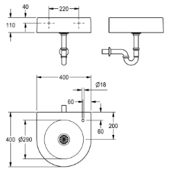 Picture of KWC ANIMA SIRW24D Wandtrinkbrunnen Becken: Höhe:80 mm, Becken: Tiefe:290 mm, Becken: Breite:290 mm, Art.Nr. : 2000105177