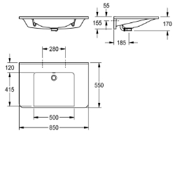 Bild von KWC MEDCARE ANMW0055 Einzelwaschtisch Typ des Beckens:Waschbecken, Beckenposition:mittig, Art.Nr. : 2030072439