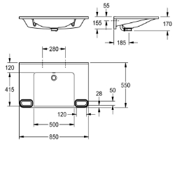 Bild von KWC MEDCARE ANMW0048 Einzelwaschtisch Typ des Beckens:Waschbecken, Beckenposition:mittig, Art.Nr. : 2030072432