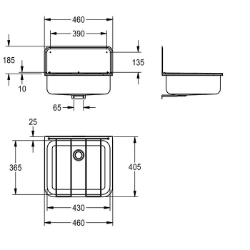 Picture of KWC SIRUS SIRX368 Ausgussbecken Spritzschutzhöhe:185 mm, Beckenposition:mittig, Beckendesign:runde Ecken, Art.Nr. : 2000103269