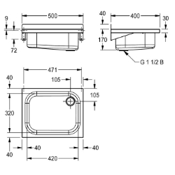 Picture of KWC SIRIUS BS303 Ausgussbecken,o. Rost Spritzschutzhöhe:40 mm, Beckenposition:mittig, Beckendesign:runde Ecken, Art.Nr. : 2000090080