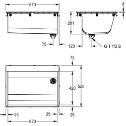 Picture of KWC SIRIUS BS324N Waschtrog Beckenposition:mittig, Beckendesign:90° Ecken, Becken: Höhe:281 mm, Art.Nr. : 2030045757
