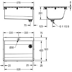 Picture of KWC SIRIUS BS323N Waschtrog Beckenposition:mittig, Beckendesign:90° Ecken, Becken: Höhe:281 mm, Art.Nr. : 2030045756