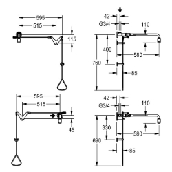 Picture of KWC FAID0003 Notdusche mit Zugstange Farbe:grün, Ausladung des Auslaufs:588 mm, Art Des Anschlusses:Rohranschluss, Art.Nr. : 2030019025
