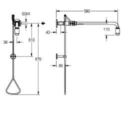 Picture of KWC FAID0006 Notdusche mit Zugstange Farbe:grün, Ausladung des Auslaufs:588 mm, Art Des Anschlusses:Rohranschluss, Art.Nr. : 2030019084