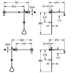 Picture of KWC FAID0005 Notdusche mit Zugstange Farbe:grün, Ausladung des Auslaufs:470 mm, Art Des Anschlusses:Rohranschluss, Art.Nr. : 2030019066