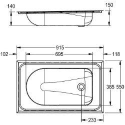 Picture of KWC CAMPUS CMPX403 Babybadewanne Becken: Höhe:150 mm, Becken: Tiefe:385 mm, Becken: Breite:695 mm, Art.Nr. : 2000090029