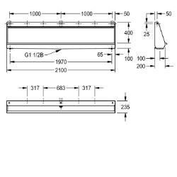 Picture of KWC CAMPUS CMPX554GE Reihenurinal Anschlussgröße:G 3/4 B, Material:Edelstahl, Materialtyp:1.4571 Chrom-Nickel-Molybdänst, Art.Nr. : 2030020116