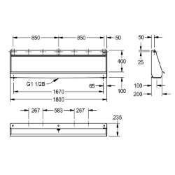 Picture of KWC CAMPUS CMPX553GE Reihenurinal Anschlussgröße:G 3/4 B, Material:Edelstahl, Materialtyp:1.4571 Chrom-Nickel-Molybdänst, Art.Nr. : 2030020115