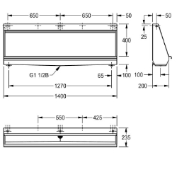 Picture of KWC CAMPUS CMPX552GE Reihenurinal Anschlussgröße:G 3/4 B, Material:Edelstahl, Materialtyp:1.4571 Chrom-Nickel-Molybdänst, Art.Nr. : 2030020114