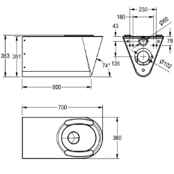 Bild von KWC CAMPUS CMPX594S WC Anschlussgröße:DN 55, Material:Edelstahl, Art.Nr. : 2000100148