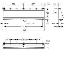Picture of KWC CAMPUS CMPX553 Reihenurinal Anschlussgröße:G 3/4 B, Material:Edelstahl, Materialtyp:1.4301 Chromnickelstahl V2A, Art.Nr. : 2000056969