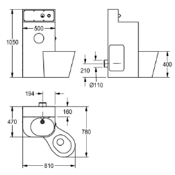 Picture of KWC HDTX815R Kombi-Unit Gehäusebreite:500 mm, Revisionstür-Paneel:ja, Bodenbefestigungsplatte:nein, Art.Nr. : 2000100967